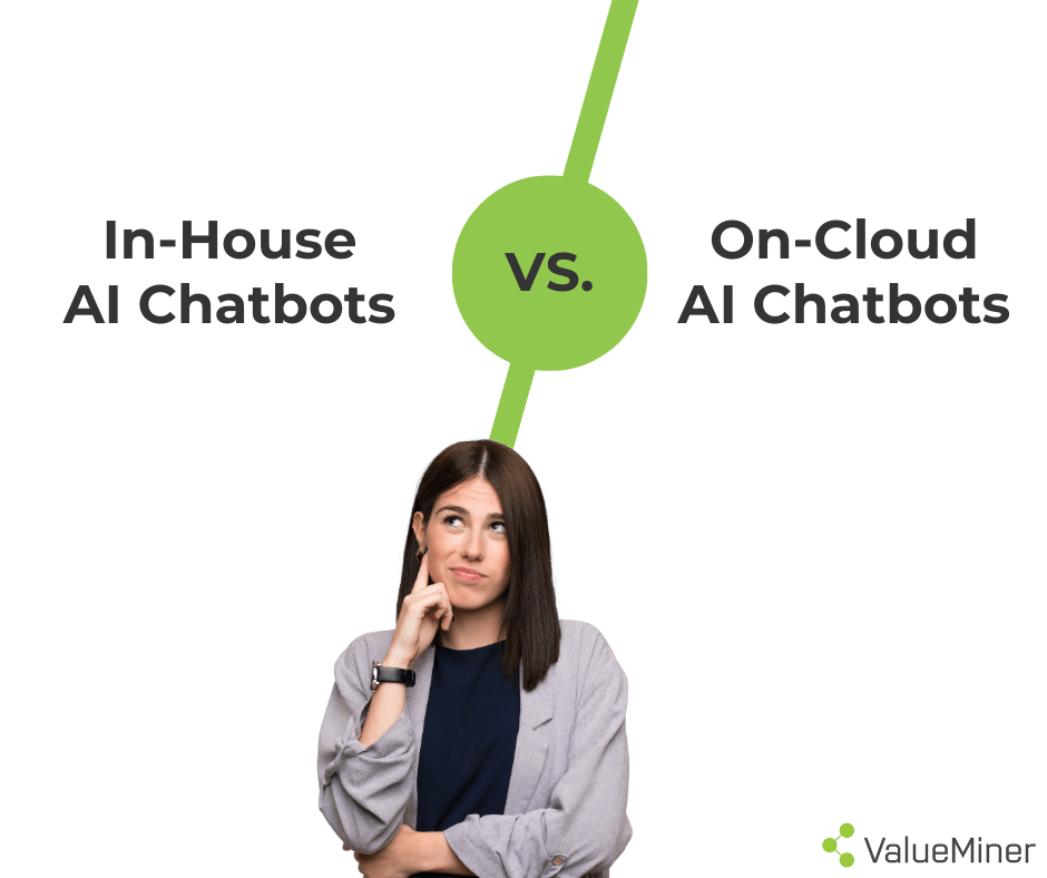 girl unsure whether to choose on-cloud AI chatbots or on-premises ones